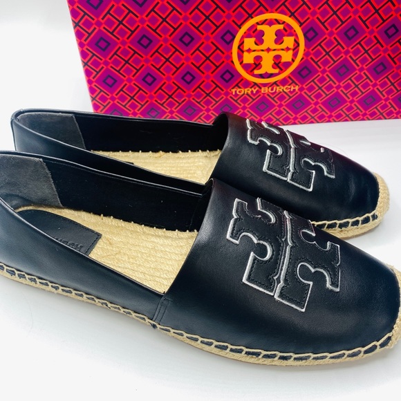 Tory Burch Ines Leather Espadrilles Size 10 Color Black NWB - Picture 3 of 7